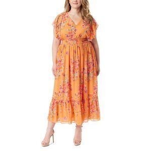 Jessica Simpson Trendy Plus Size Althea Angel Maxi Dress Size 1X Orange $109
